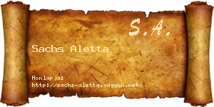 Sachs Aletta névjegykártya